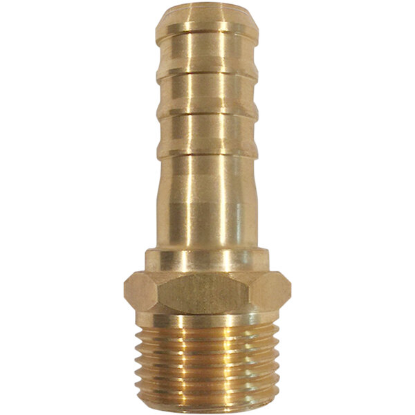 A brass Sani-Lav hose adapter with threaded connections.
