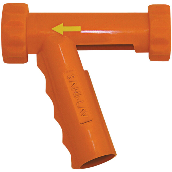 An orange plastic tube with an orange Sani-Lav logo.