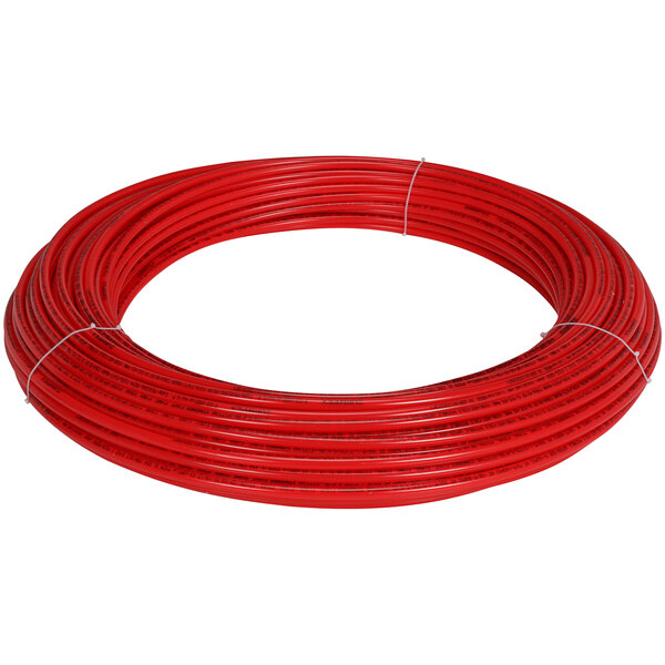 A roll of Zurn red PEX tubing.