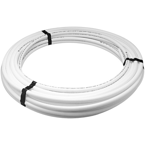 A roll of white Zurn PEX pipes.