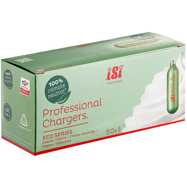 A box of iSi Eco Series Professional N20 chargers.