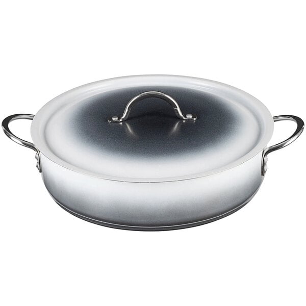 A Bon Chef silver brazier pot with lid.