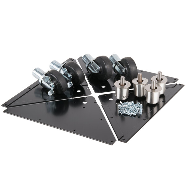 A set of Manitowoc metal casters with screws and nuts.