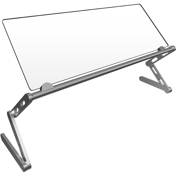 A white rectangular sneeze guard with a metal frame.