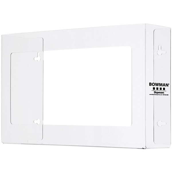 A white rectangular box with a clear window.