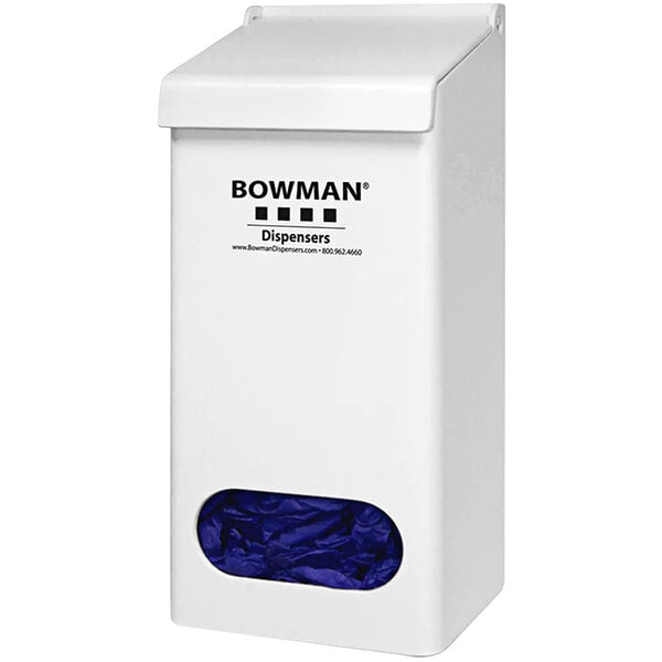 A white Bowman Sintra plastic glove dispenser.