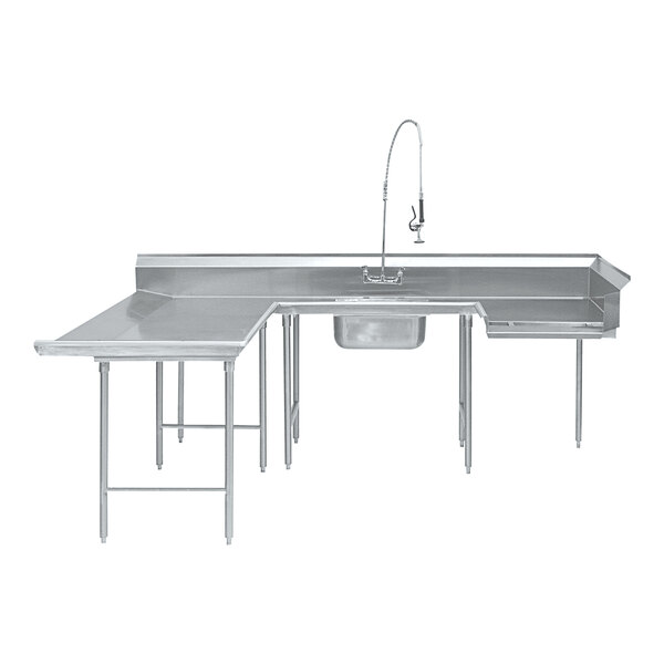 A stainless steel Advance Tabco dishtable with a sink and a faucet.