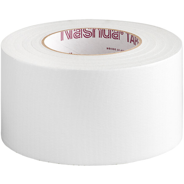 A roll of Nashua white duct tape with red text on the label.