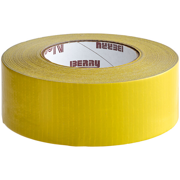 A roll of Nashua yellow duct tape with black lettering on it.