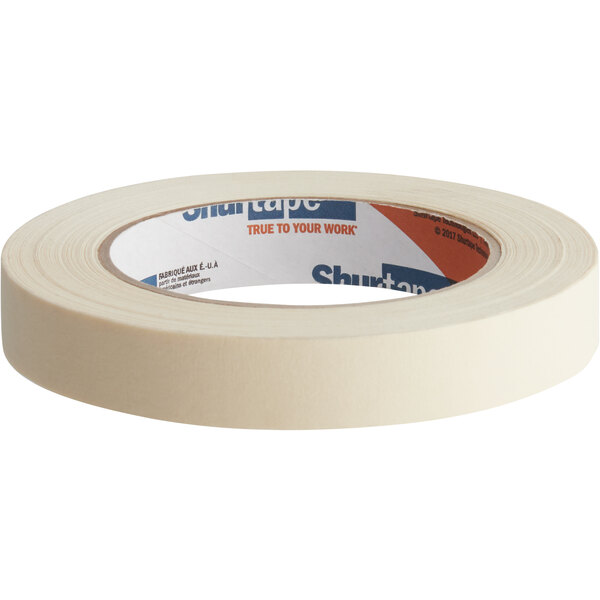 A roll of Shurtape utility grade masking tape with a label.