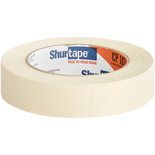 A roll of Shurtape natural industrial grade masking tape.