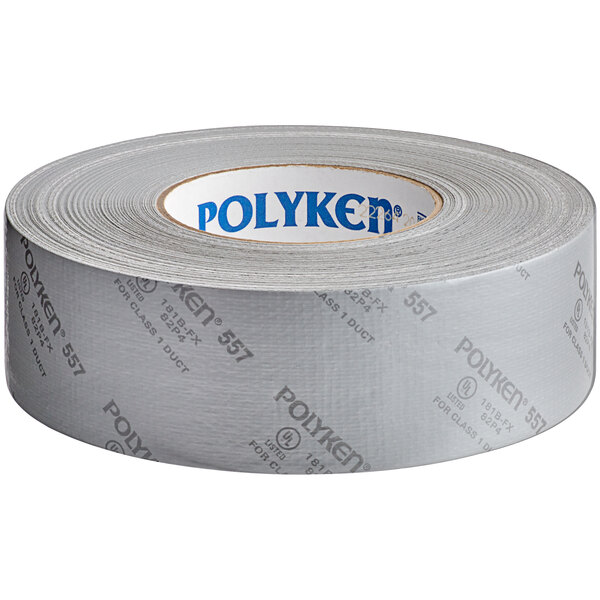 A roll of Nashua Silver HVAC duct tape with text on it.
