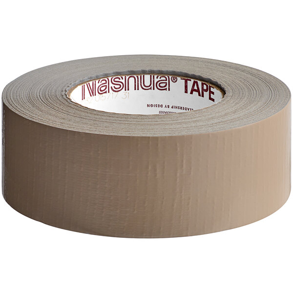 A roll of Nashua Tan Duct Tape with red text that reads "Nashua"