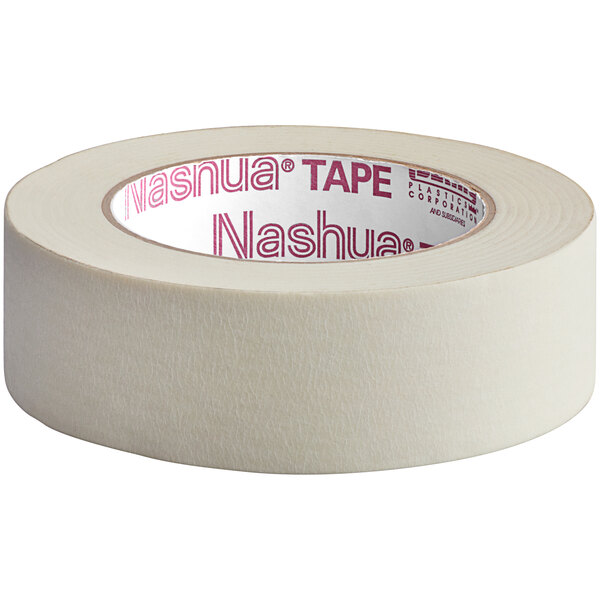 A roll of Nashua natural utility masking tape with red text on white.