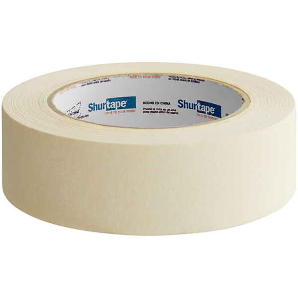 A roll of Shurtape natural general purpose grade masking tape.