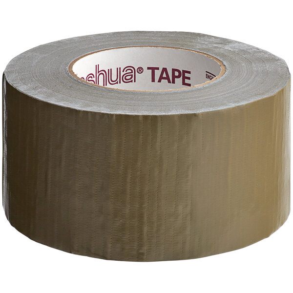 A roll of Nashua Olive Duct Tape with the word "Nashua" on it.
