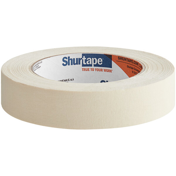 A roll of Shurtape natural general purpose masking tape.