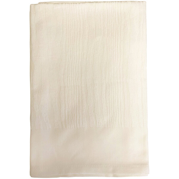 A white cloth napkin with a textured striped pattern.