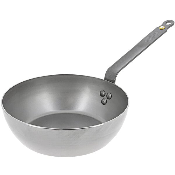 A de Buyer Mineral B Element carbon steel frying pan with a handle.