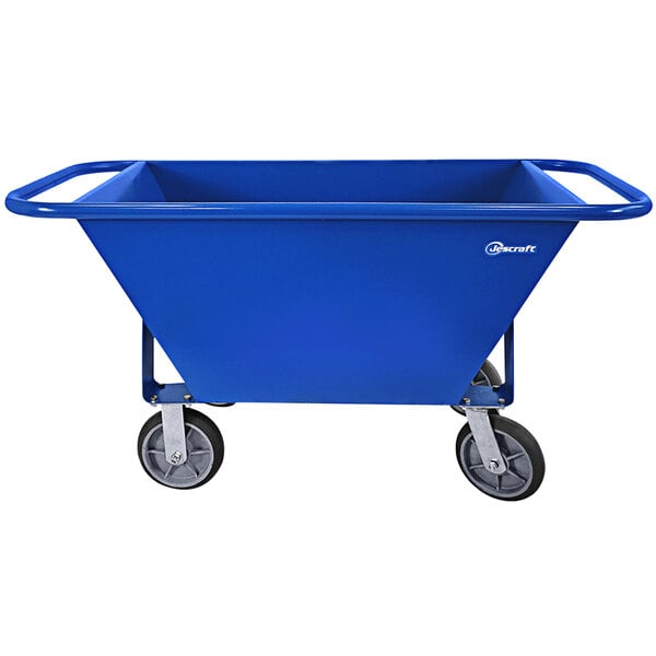 A blue Jescraft steel cart with wheels and a handle.