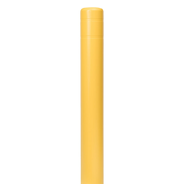 A yellow pole with black stripes on a white background.