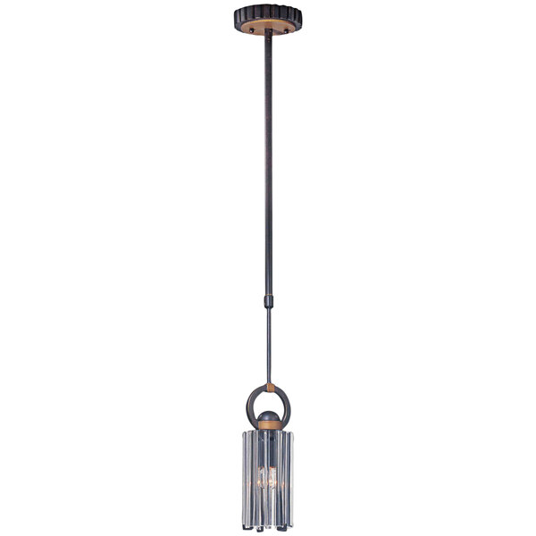 A Kalco Foster mini pendant light with a bronze finish and glass shade.