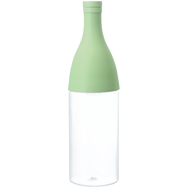 A green bottle with a clear lid.