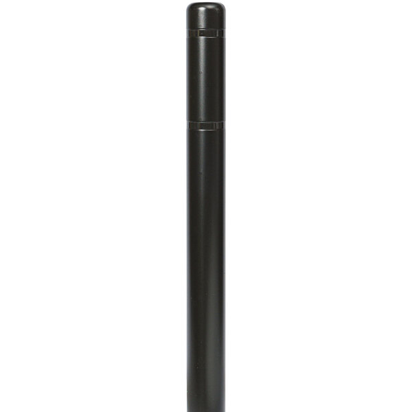 An Innoplast black bollard cover with black reflective stripes on a black pole.