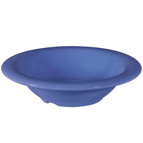 A peacock blue melamine bowl.