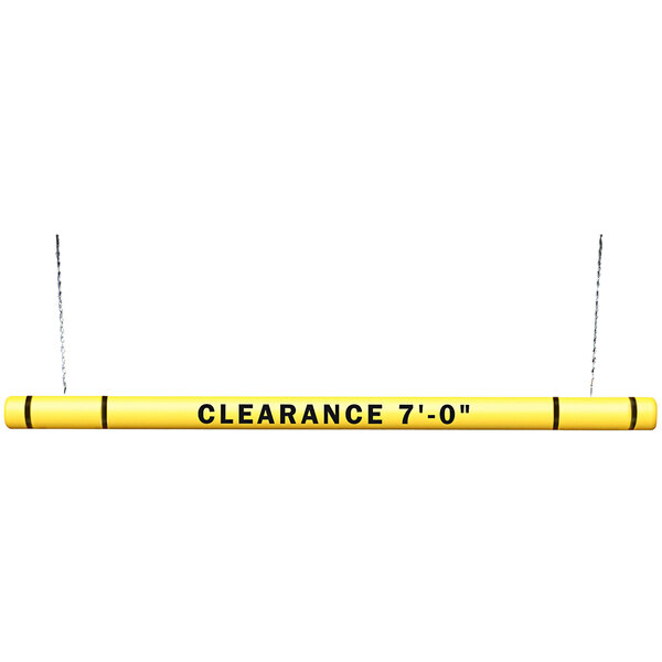 A yellow Innoplast clearance bar with black reflective stripes and threaded inserts.