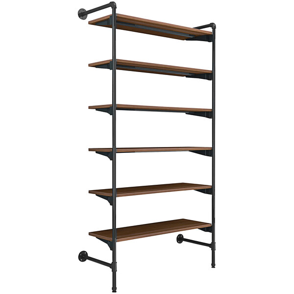 An Econoco industrial-style outrigger kit with brown woodgrain shelves.