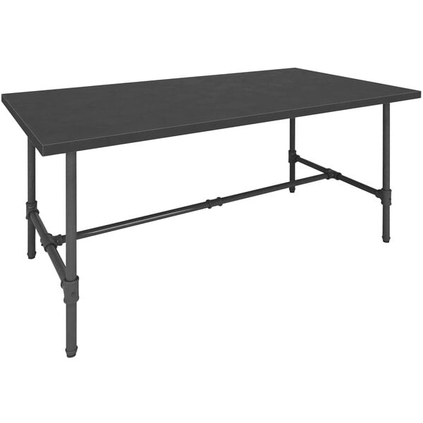 An Econoco industrial-style black nesting table with metal pipes.