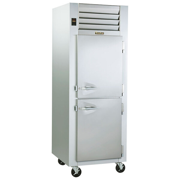 A Traulsen hot food holding cabinet with half doors.