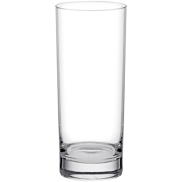 A San Marino long drink glass filled with a clear liquid.