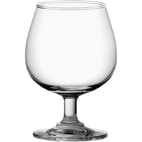 A clear glass Classic Brandy Snifter with a stem.