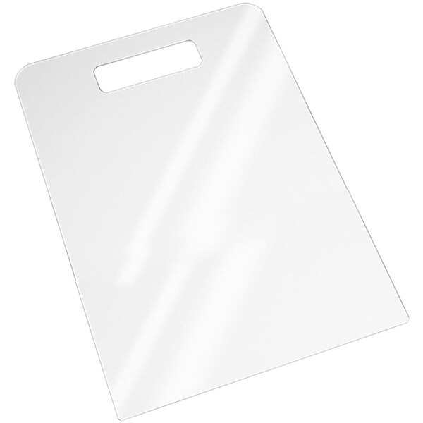 A white plastic rectangular shirt folding board.