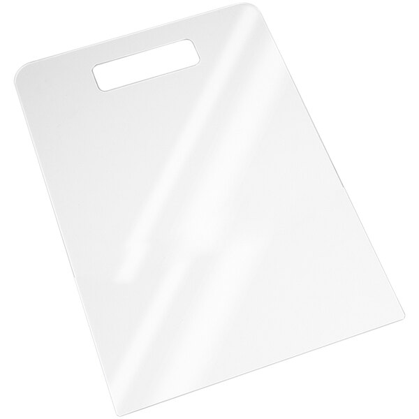 A white plastic rectangular object with a handle.