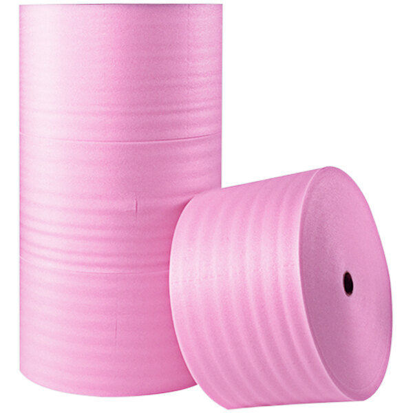A close-up of a pink Lavex foam roll.
