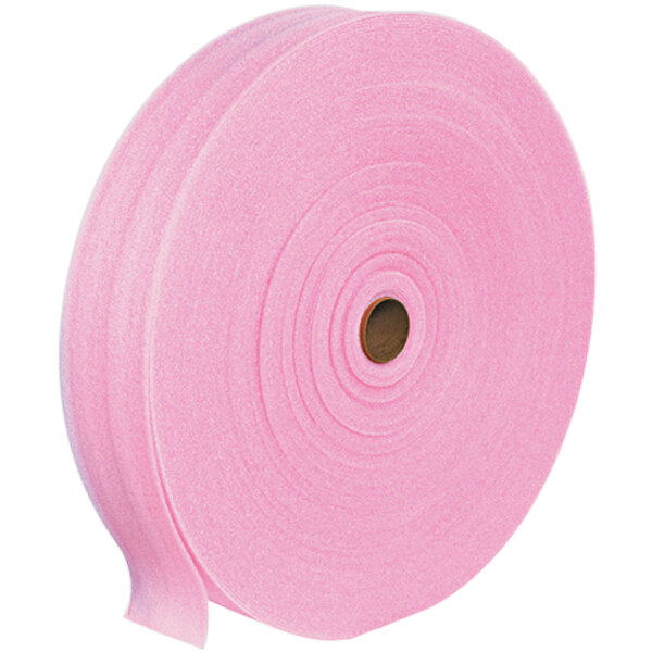 A roll of pink anti-static foam paper with perforations.