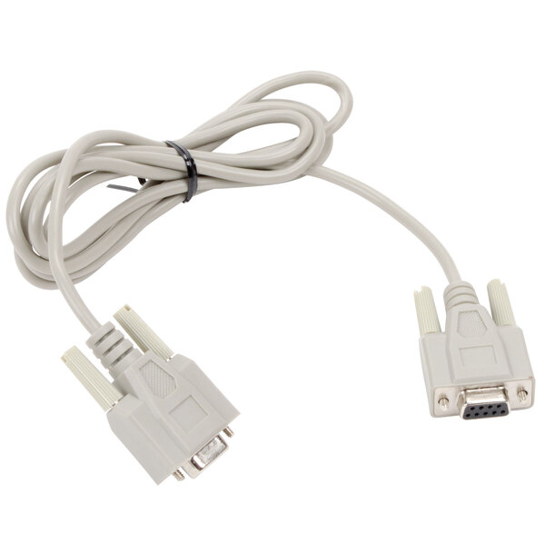 A white Tor Rey serial cable with two connectors.