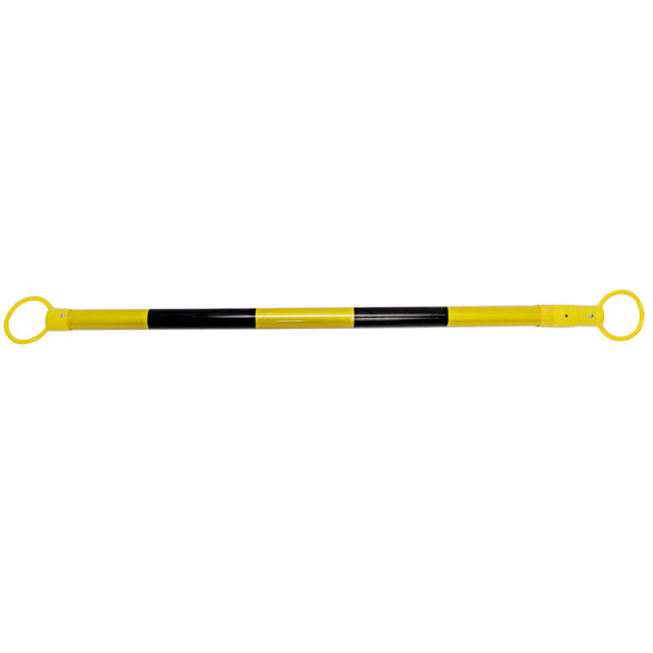 A yellow and black Accuform barrier cone bar.