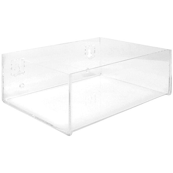 A clear plastic rectangular box with a hole in the middle.