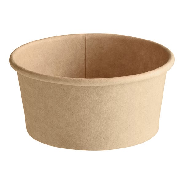 A brown Choice paper take-out container with a lid.