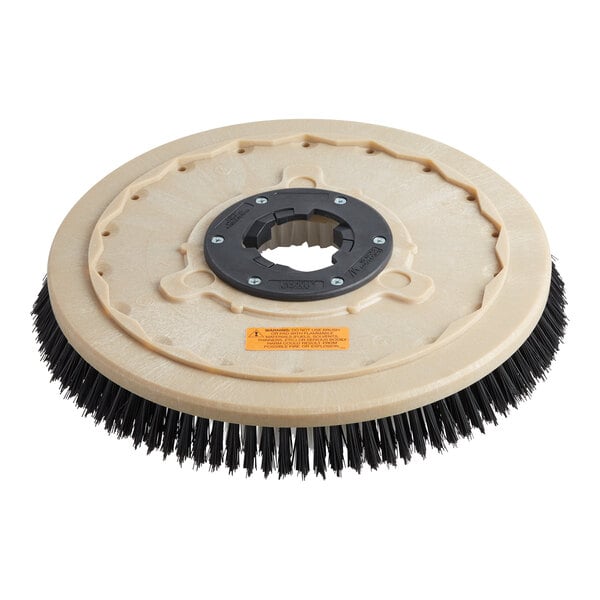 A white Lavex 18" circular carpet brush with a black circle in the middle.