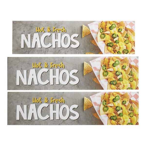 A white decal with nachos, cheese, and jalapenos on it.