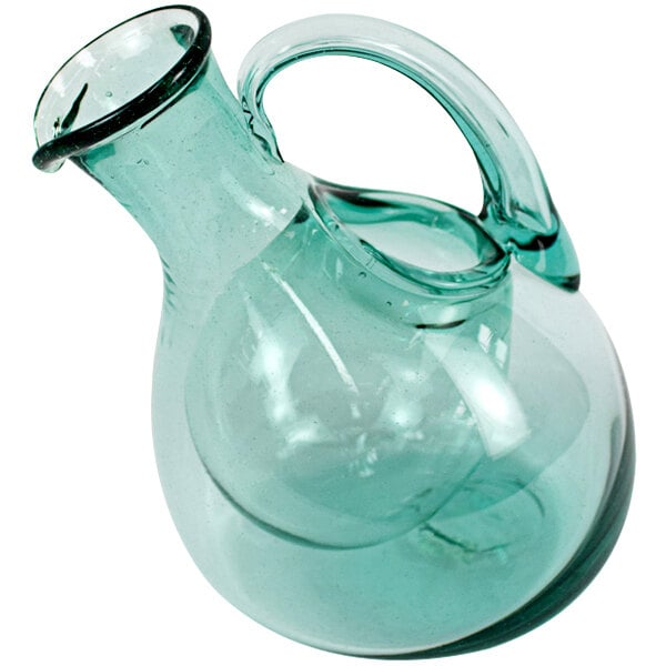 A Kalalou glass wine decanter with a handle and ice pocket.