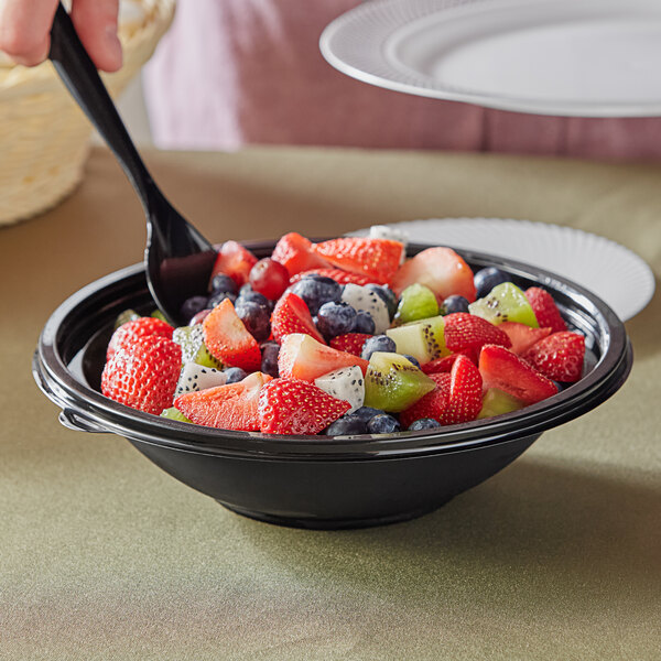 Visions 32 oz. Black PET Plastic Round Wide Catering / Serving Bowl - 25/Pack