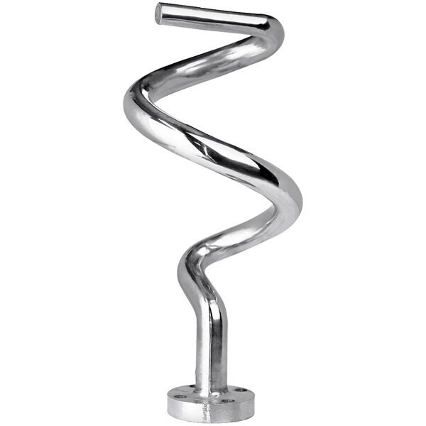 A metal spiral dough hook.