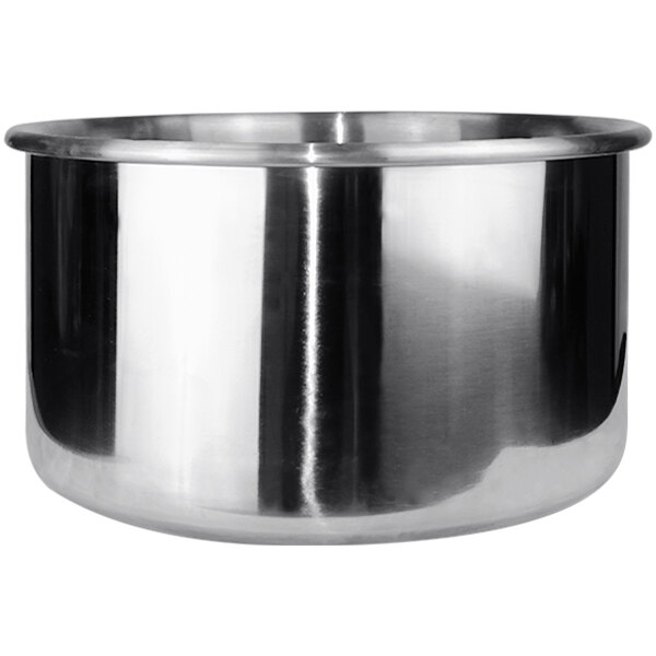 A stainless steel Eurodib 30 qt. mixer bowl.