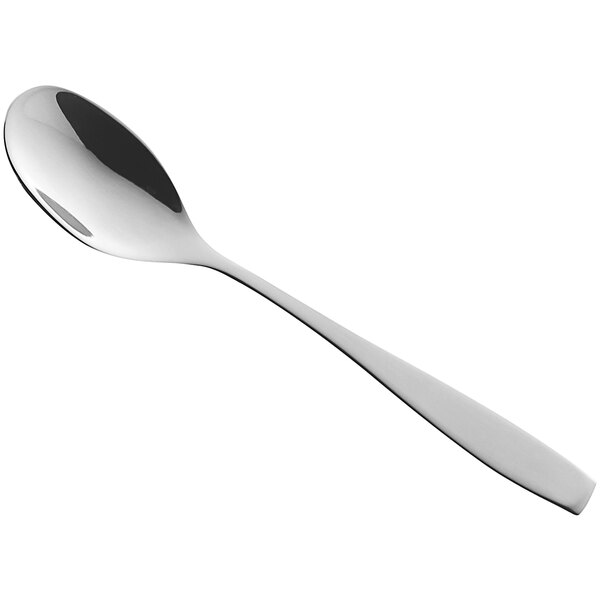 A RAK Porcelain demitasse spoon with a silver handle on a white background.